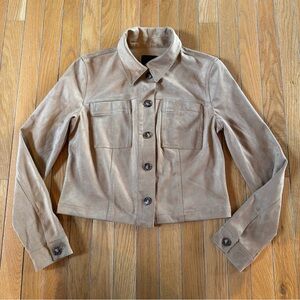 Kut From Cloth Pockets Button Front Faux Suede Jacket Camel Brown Women Small